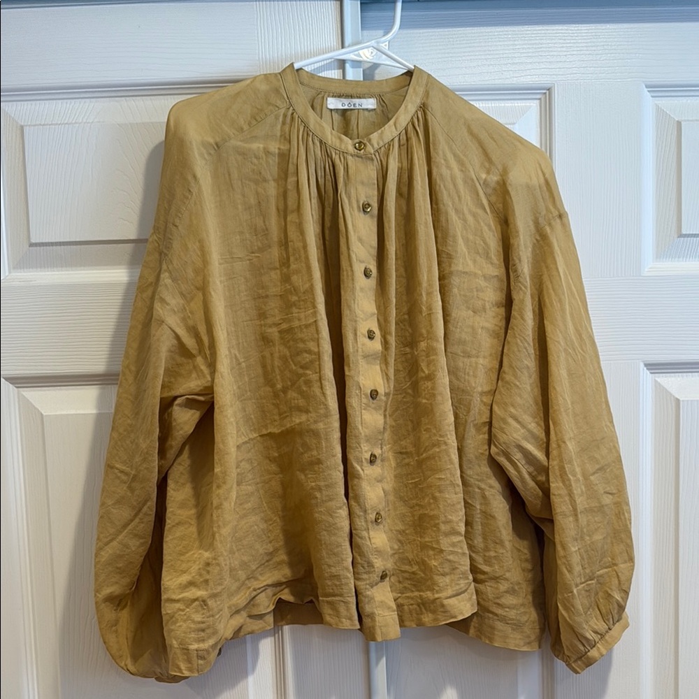 Doen Mustard Button-Up Blouse